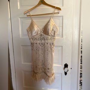 Sue Wong Embellished, Feather Hem Dress